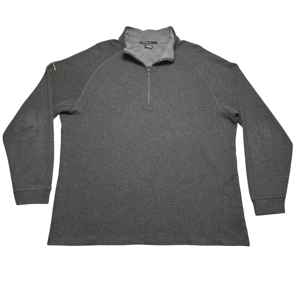 Nike Tiger Woods Collection Mens XL Gray 1/4 Zip Cotton Golf Pullover w/ Logo